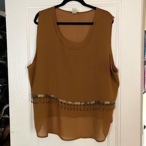 Sleeveless top with beaded detail